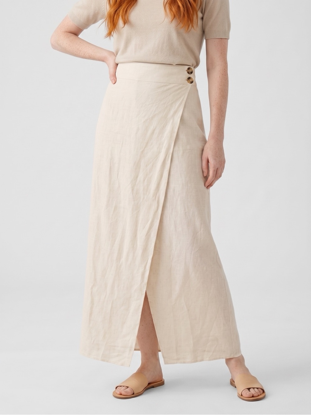 No Mad by Alena Mira white linen skirt